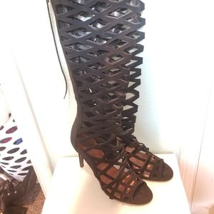 Over the knee diamond cut heels